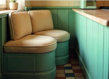 Cuscino semicircolare rettilineo per panca da cucina