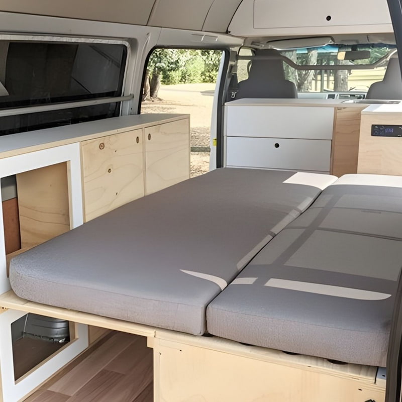 colchones a medida para camper sobre base madera